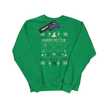 Harry Potter Womens/Ladies Christmas Pattern Sweatshirt (Irish Green)