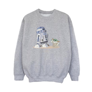 Star Wars Boys The Mandalorian R2D2 And Grogu Sweatshirt (Sports Grey)