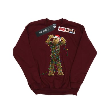 Star Wars Boys Chewbacca Christmas Lights Sweatshirt (Burgundy)