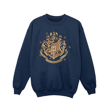 Harry Potter Girls Gold Hogwart Crest Sweatshirt (Navy Blue)