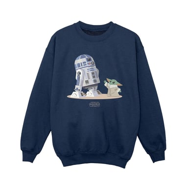 Star Wars Boys The Mandalorian R2D2 And Grogu Sweatshirt (Navy Blue)