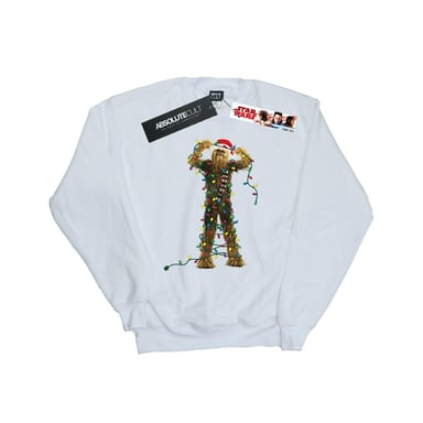 Star Wars Mens Chewbacca Christmas Lights Sweatshirt (White)