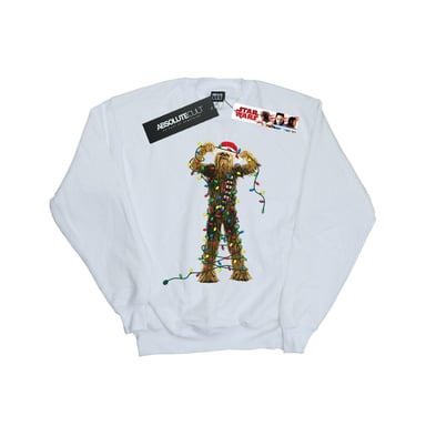 Star Wars Boys Chewbacca Christmas Lights Sweatshirt (White)