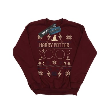 Harry Potter Boys Christmas Pattern Sweatshirt (Burgundy)