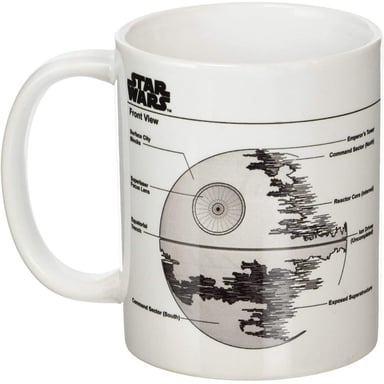 Star Wars Death Star Sketch Mug (White/Black/Grey)