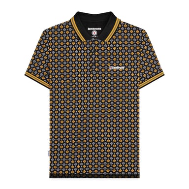 Lambretta Heren Geometrisch Poloshirt (Zwart/Goud)