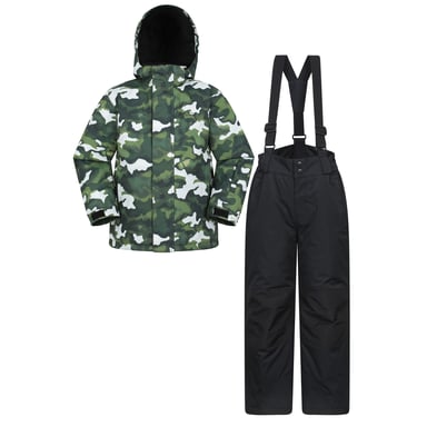 Mountain Warehouse Childrens/Kids Printed Ski Jacket Set (Dark Khaki)