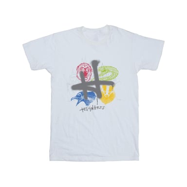 Harry Potter Mens Emblems H Spray T-Shirt (White)