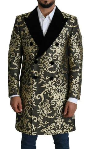 Brocade Dubbelzijdige Jas Goud en Zwart