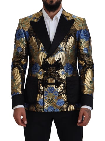 Blommönstrad Brokad Blazer Dubbelknäppt