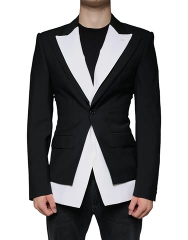 Kontrastdetaljer Blazer Svart Och Vit Jkt4073