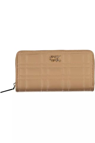 Quilted Zip Wallet Beige