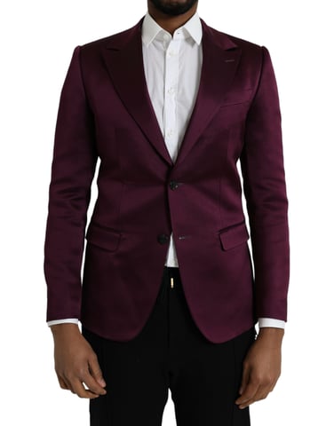 Burgundy Satin Blazer Slim Fit