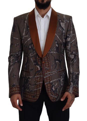 Apelsintryckt Blazer Brun