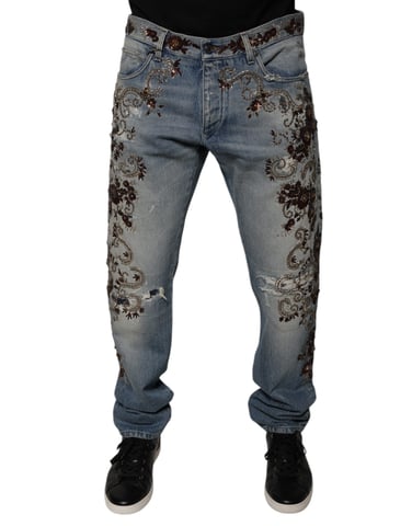 Raka Jeans med Blomsterbroderi
