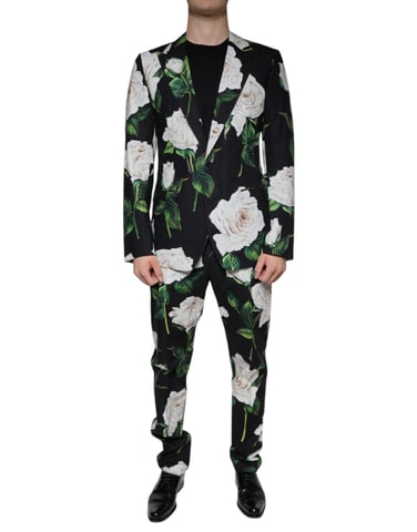 Rostryckt kostym med blommönster