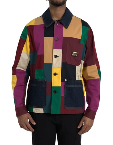 Flerfärgad Patchwork Denimjacka