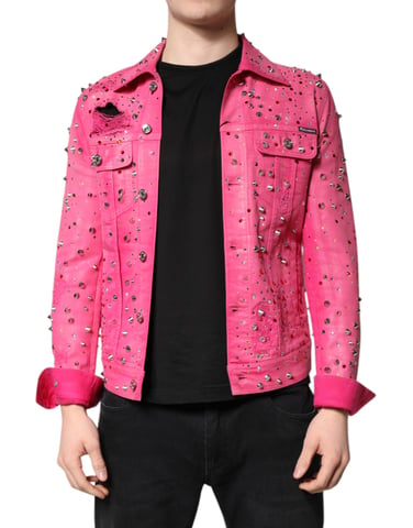 Rosa Denimjacka med kristallbesättning