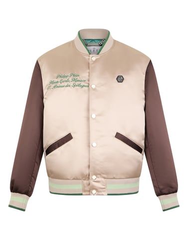 Shiny Satin College Bomber Signature Monte Carlo