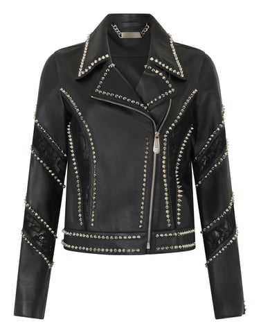 Biker Jacket With Lace Inserts
