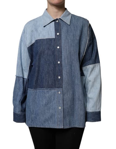 Patchwork Denim Shirt Long Sleeves