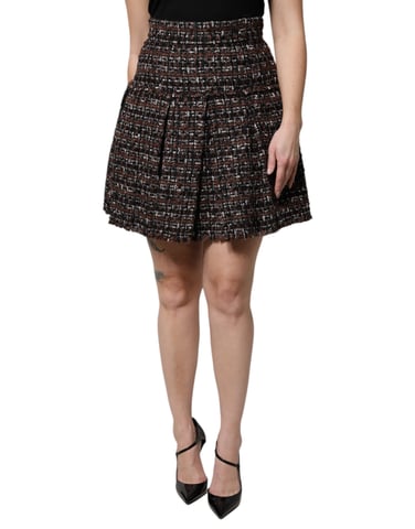 Pleated Tweed Mini Skirt