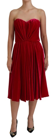 Sammet strapless A-linjeklänning