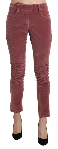 Velvet Skinny Pants Zip Detail