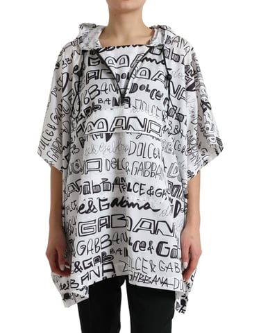 Hooded Graffitiprint Poncho Tsh83782