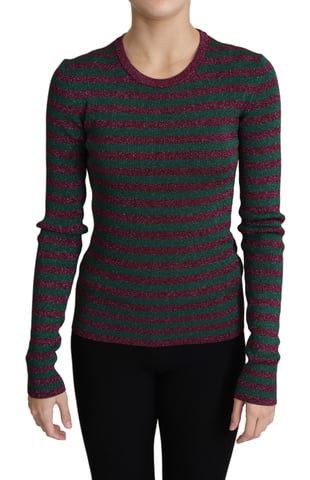 Metallic Striped Knit Pullover Tsh4773