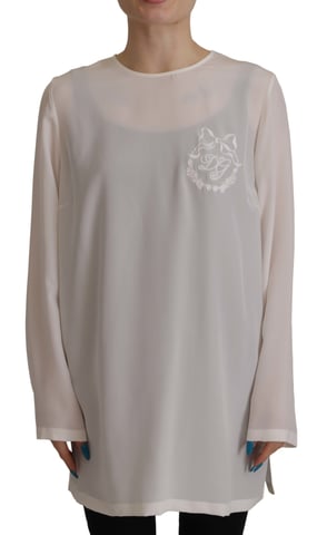 Dolce Gabbana Silk Blouse Long Sleeve Round Neck