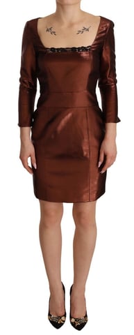 Metallic Mini Dress Square Neck 34 Sleeves