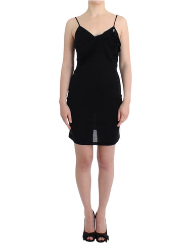 Rose Detail Mini Dress Sleeveless Fitted Dress