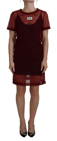 Nät Mini Klänning Burgundy Stil