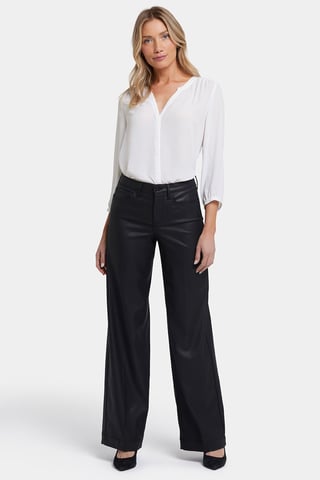 Coated Teresa Wide Leg Jeans | Black Coated