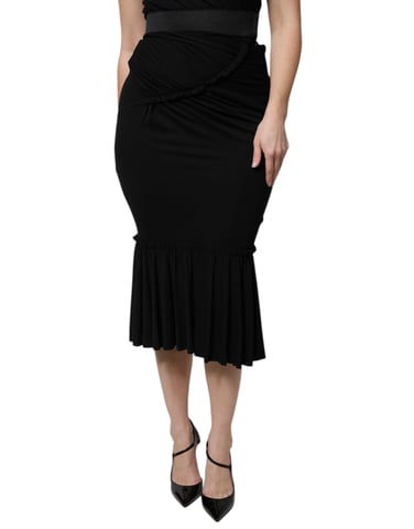 Dolce Gabbana Draped Jersey Midi Skirt