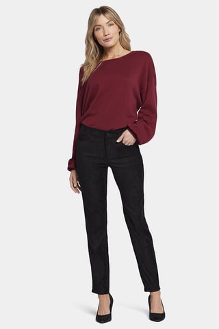 Sheri Slim Trouser Black Faux Suede | Black