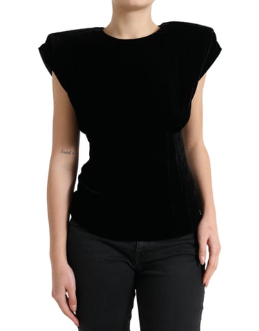 Velvet Padded Shoulder Top
