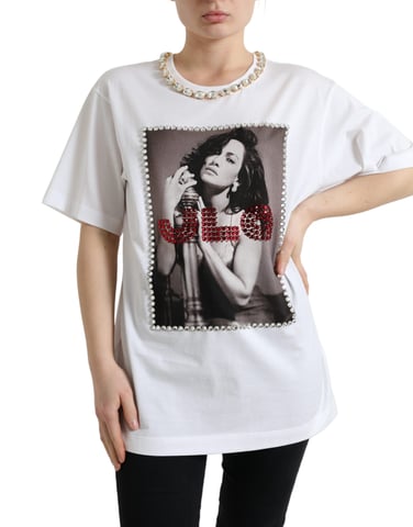 Jlo T-shirt med kristalldekorerad jersey