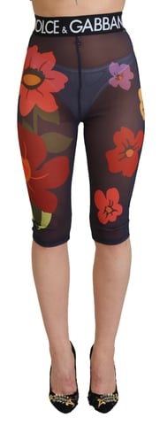 Blommig Mesh Leggings, Kortsmodell