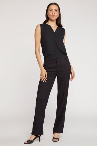 Marilyn Straight Pants In Stretch Linen | Black