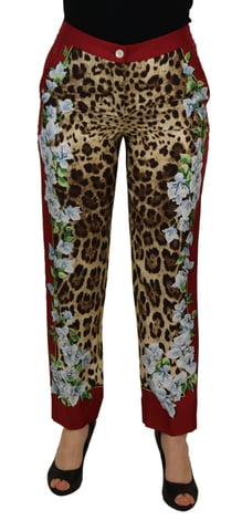 Leopard Print Trousers Floral Side Panel
