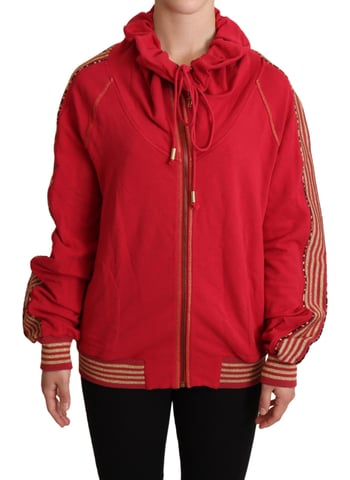 Red Cowl Neck Zipup Hoodie