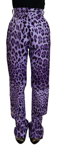 Purple Leopard Print Pants Relaxed Fit