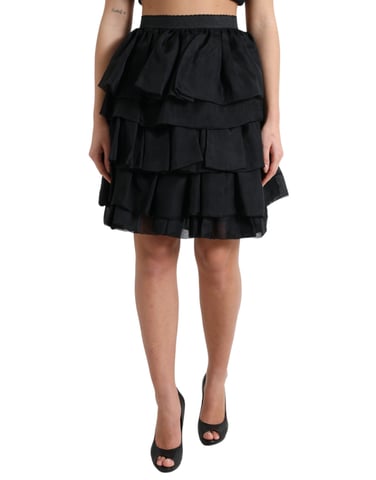 Tiered Mini Skirt Silk Ruffle Skirt