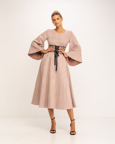 Dress with embroidered belt