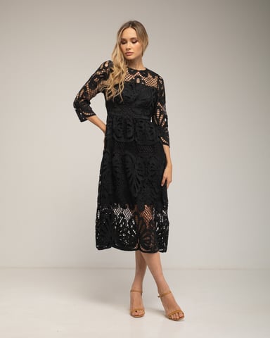 Midi dress in guipure lace