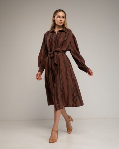 Shirt dress with belt