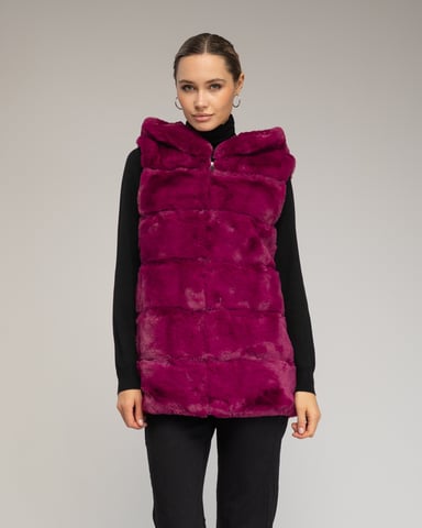 Leather vest with hood