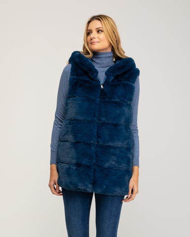 Leather vest with hood